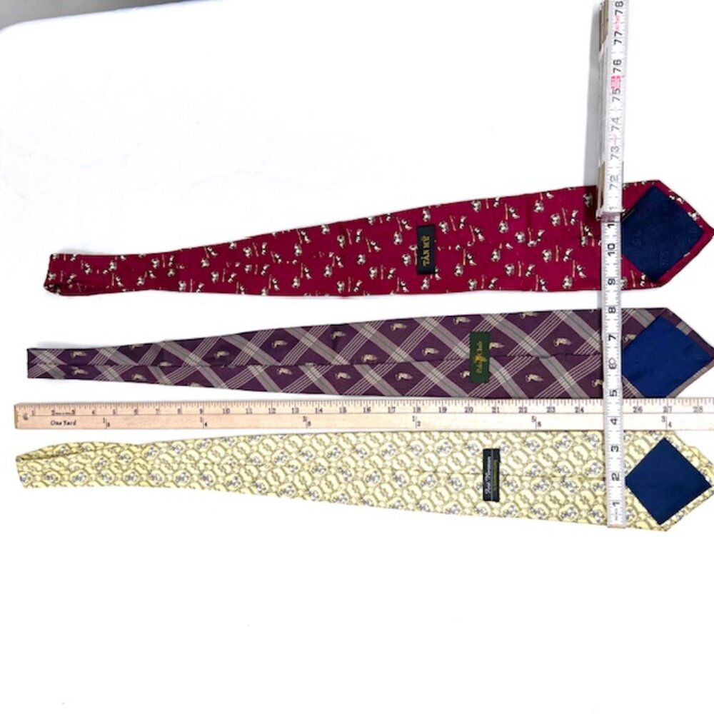 3  Silk Neckties  Polo Club +Other Brown-Red-Yellow  Striped Polo Horses (66 - Picture 7 of 9